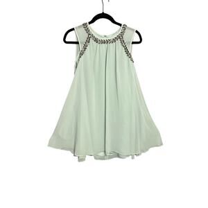Bebe Y2K Fairycore Mint Green Bejeweled Dress Women Small Bling Rhinestone